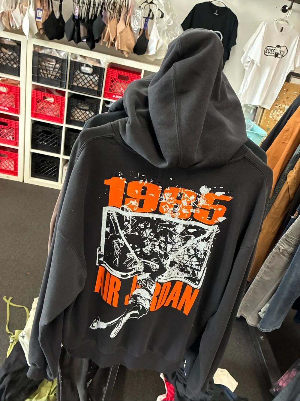 Jordan Sweatshirt Men’s Black Brooklyn Fleece Hoodie Sweater Nike Air SZ SM Used